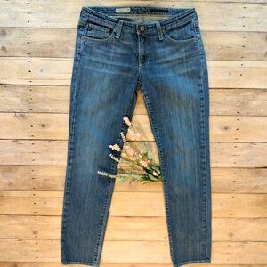 AG Adriano Goldschmied Stilt Cigarette Leg Jeans 31 Reg x 30 Med Wash Embroidery
